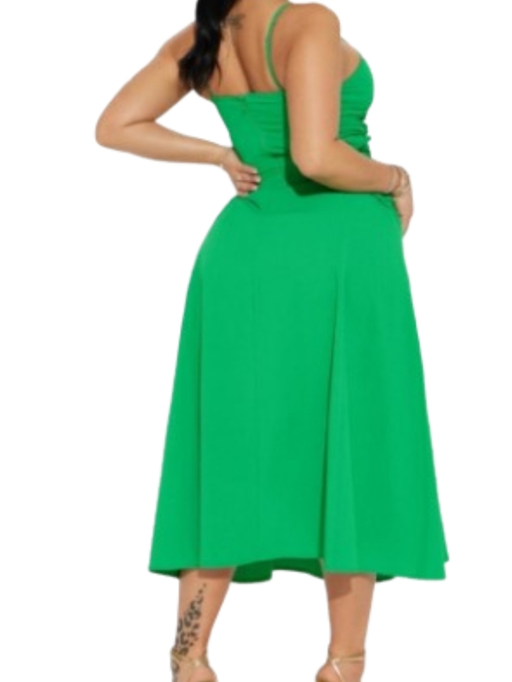 Kelly Green Fashion Nova Lace-Up Midi Dress - Picture 6 of 8